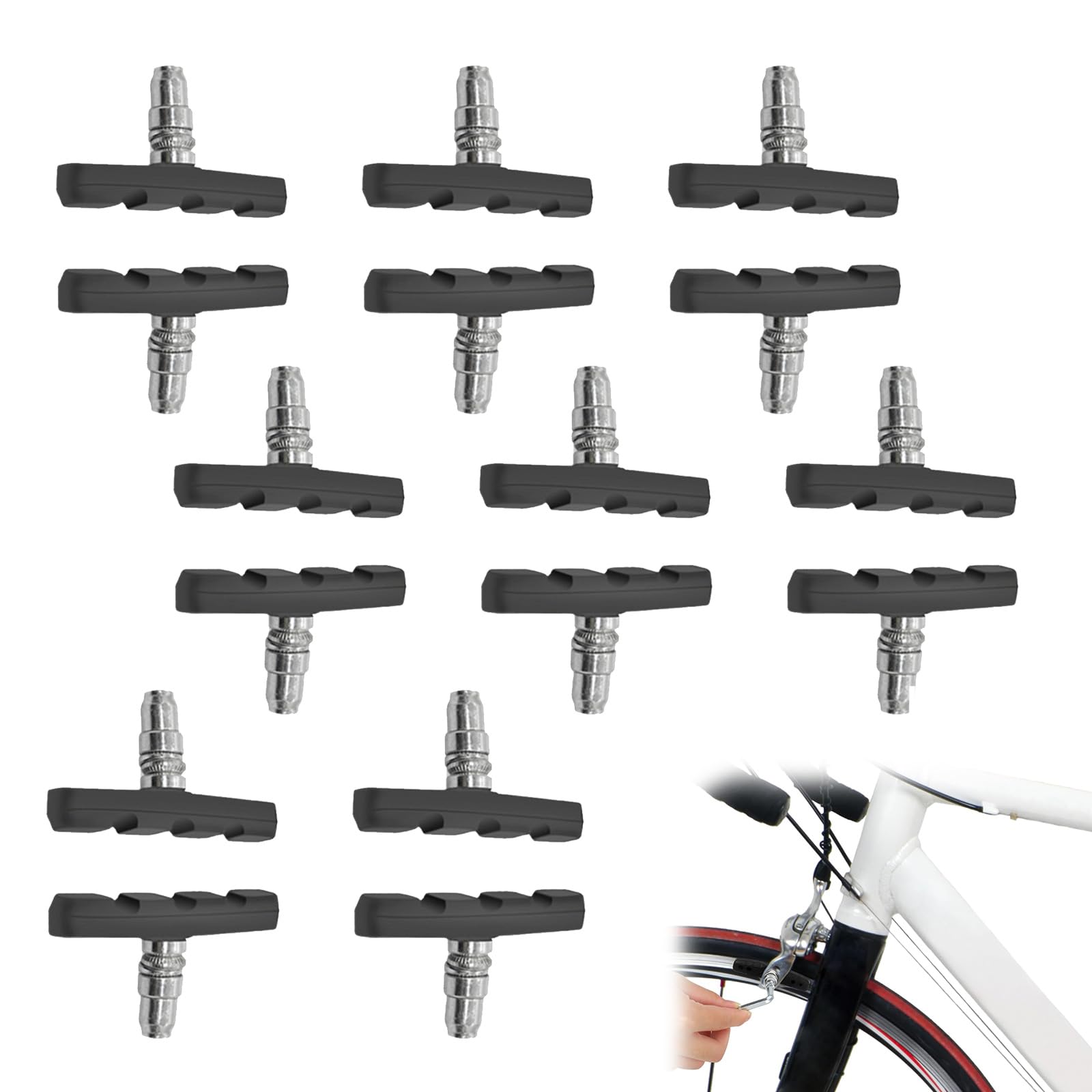 SRJQXH Brake Pads for Bicycle, 16 Pieces V-Shaped, Suitable for Mountain Bikes