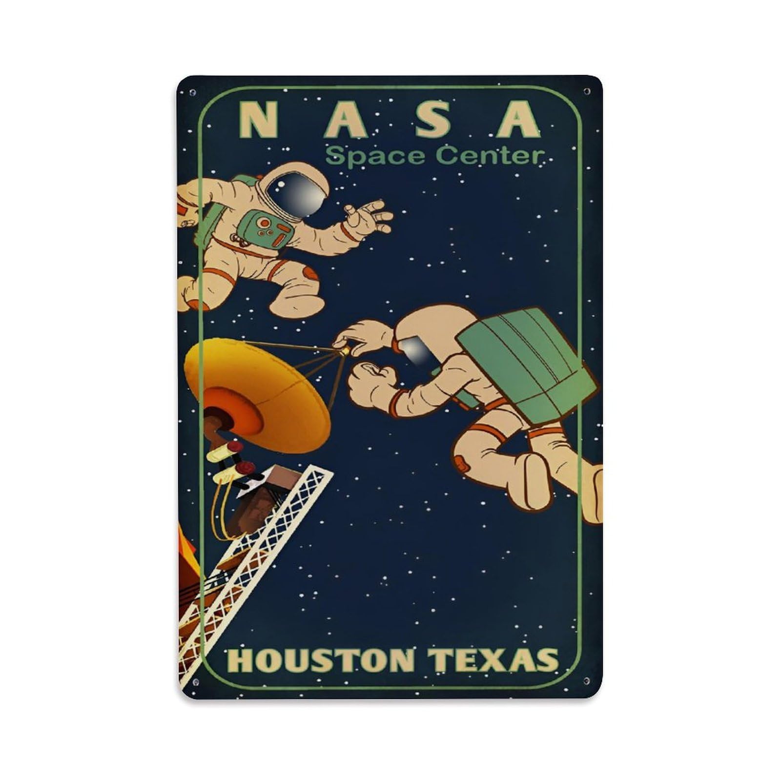 Vintage Space Poster NASA Space Center Metal Tin Sign Wall Decor for Cafe, Club, Garden Metal Poster 8x12Inch