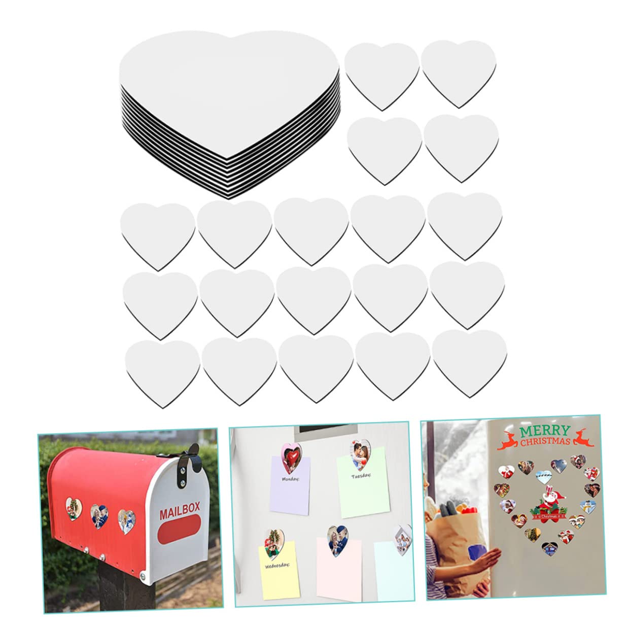 Amosfun 60 STK Leerer Kühlschrankmagnet Leere Magnete Für Den Kühlschrank Kühlschrankmagnete in Herzform Kühlschrankmagnete Selber Machen Kühlschrank Für Auto DIY-Magnete in Herzform Weiß