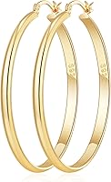 OOOPEL 3mm Wide Large Gold Hoop Earrings for Women - Hypoallergenic 925 Sterling Silver Big Hoops 30/40/50/60mm