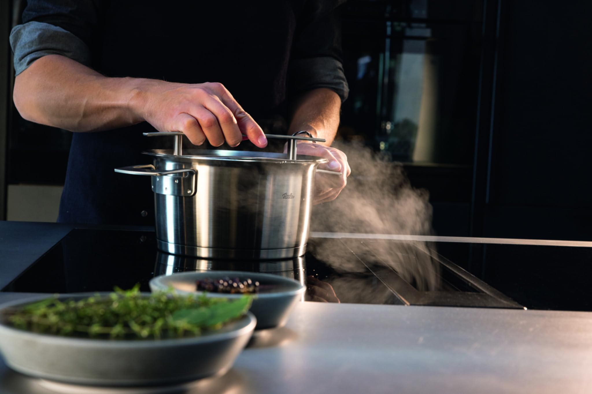 Fissler Phi Collection® Topfset 5-teilig – Made in Germany, Edelstahl 18/10, CookStar® Boden, stapelbar konisch, Design von Phoenix Design, Induktion