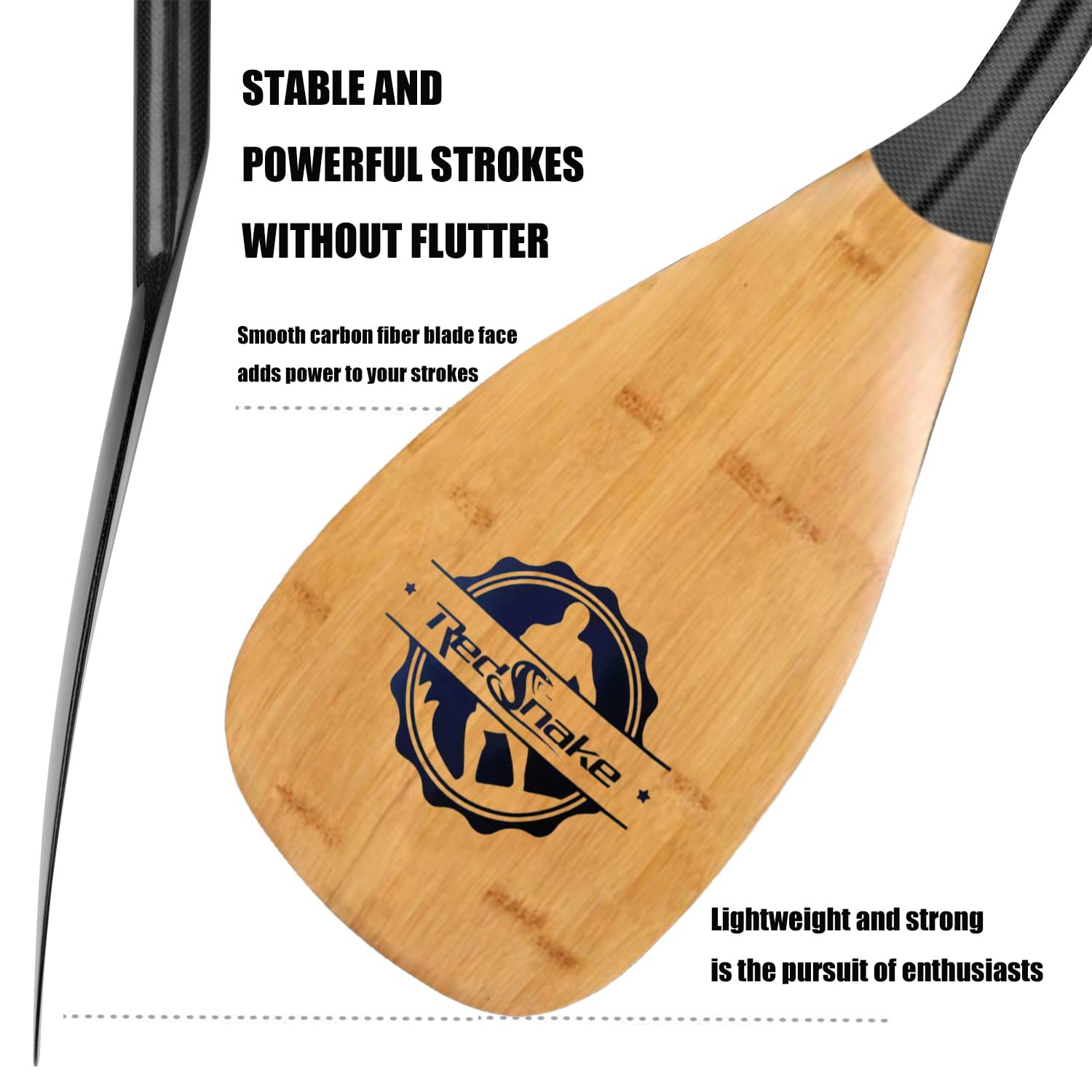 RedSnake Full Carbon Fiber Stand Up Paddleboard Oar, Carbon Fiber Blade with Adjustable 3-Piece Imitation Bamboo SUP Board Paddles Comes with a Backpack
