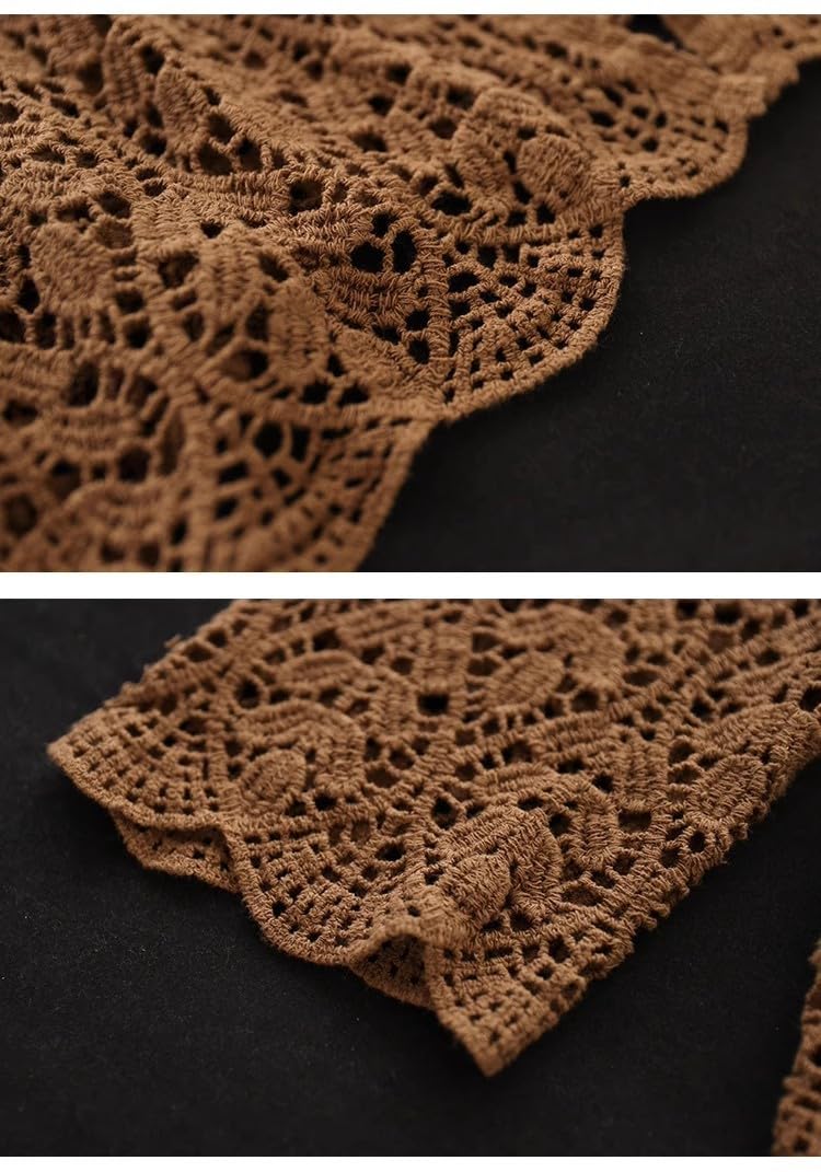Bolero Ligero De Encaje Calado para Mujer, Cárdigan con Mangas 3/4 y Abertura Frontal, Elegante Abrigo Corto y Fino De Crochet para Vestido De Noche O Boda.
