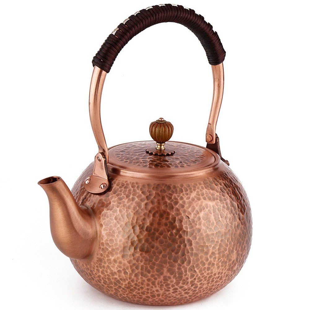 Fituenly As Shown Copper Teapot Kettle Stovetop Teapot Handmade Artistic Carvings Solid Copper Construction Unique Oxidation Process