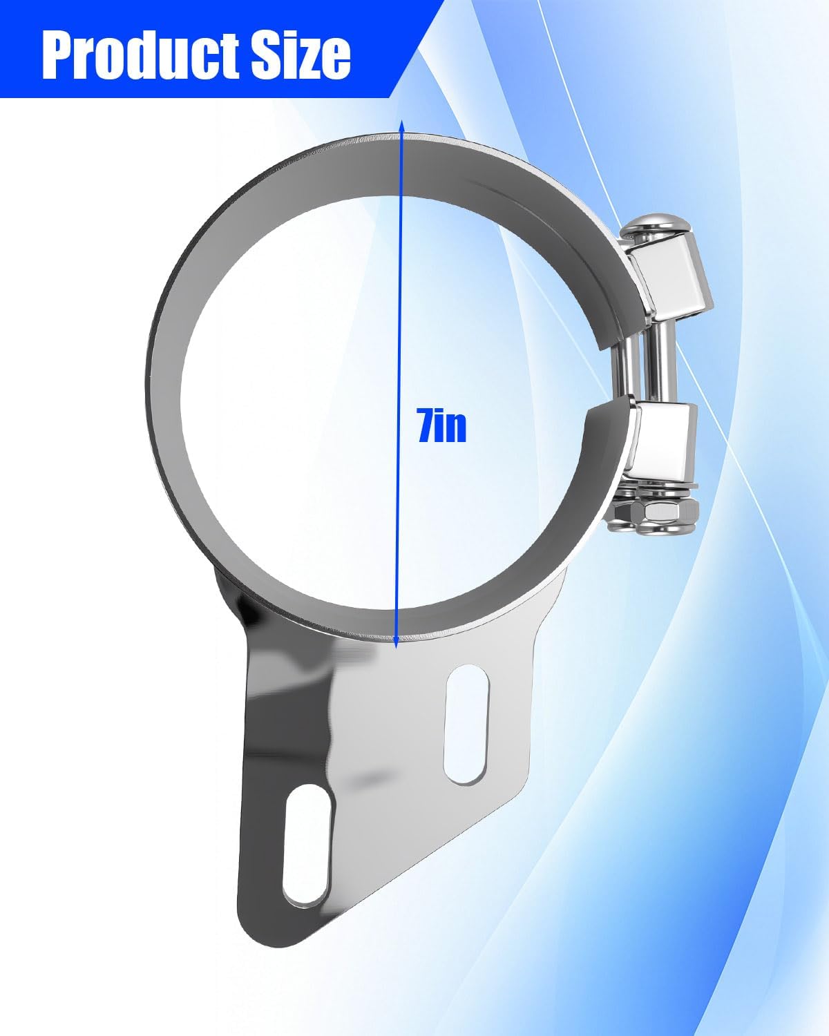 7" Stainless Steel Butt Joint Exhaust Clamp Fit for Peterbilt Kenworth and Universal Applications, with Inclined bracket