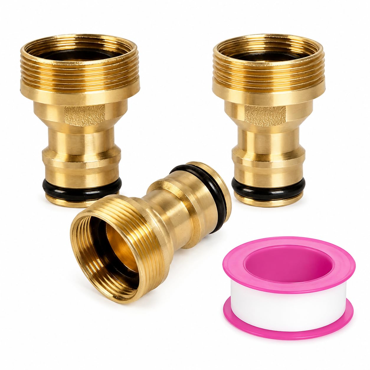 Universal Kitchen Tap Hose Connector, 22mm Female & 24mm Male Thread Brass Tap Adapter for Hose, Leak-Proof Mixer Tap Hose Connector for Indoor Kitchen Sink, Outdoor Garden Pipe & Bathroom