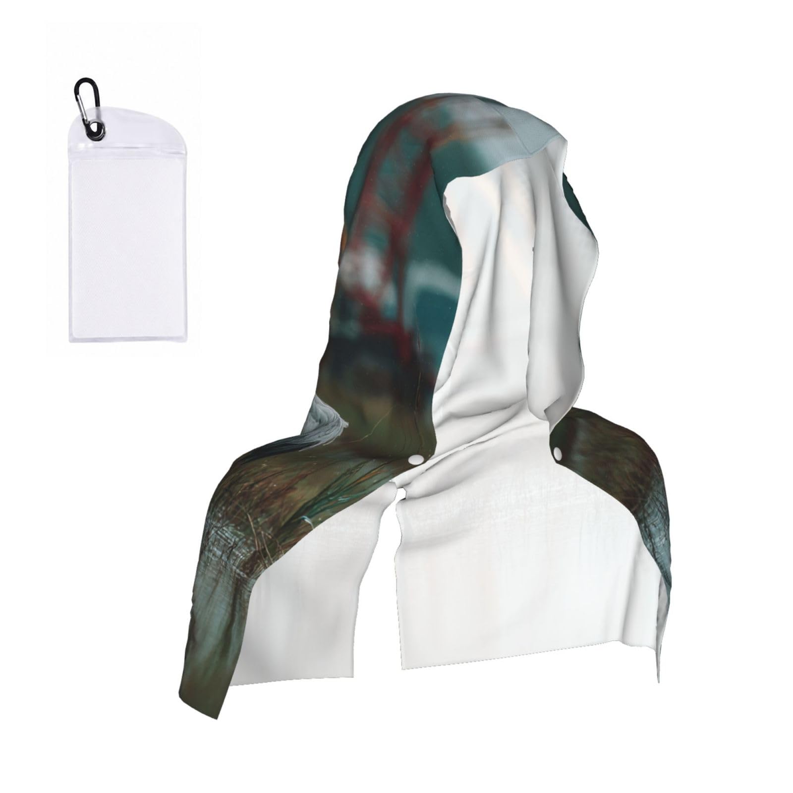 WXWJSHMGC Two Cranes Print Cooling Hoodie Towel, Cooling Towels For Neck And Face Sun Protection Instant Cool Hoodie(Sport/Camping/Work Out/Hot Weather)