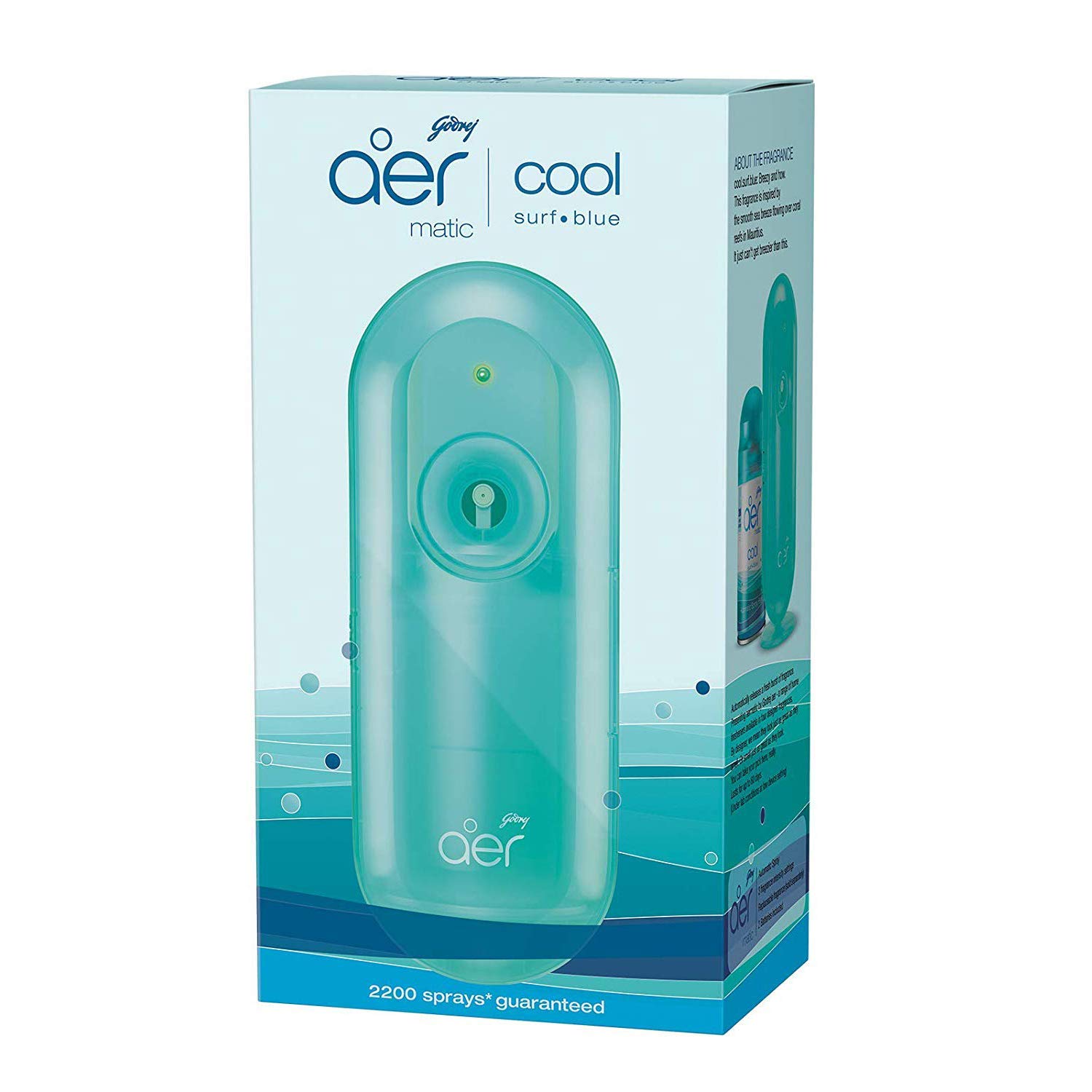 LIONSPIRE ENTERPRISE Godrej Aer Matic Kit-Automatic Aerosol Air Freshener With Flexi Control|Cool Surf Blue (225 Ml)