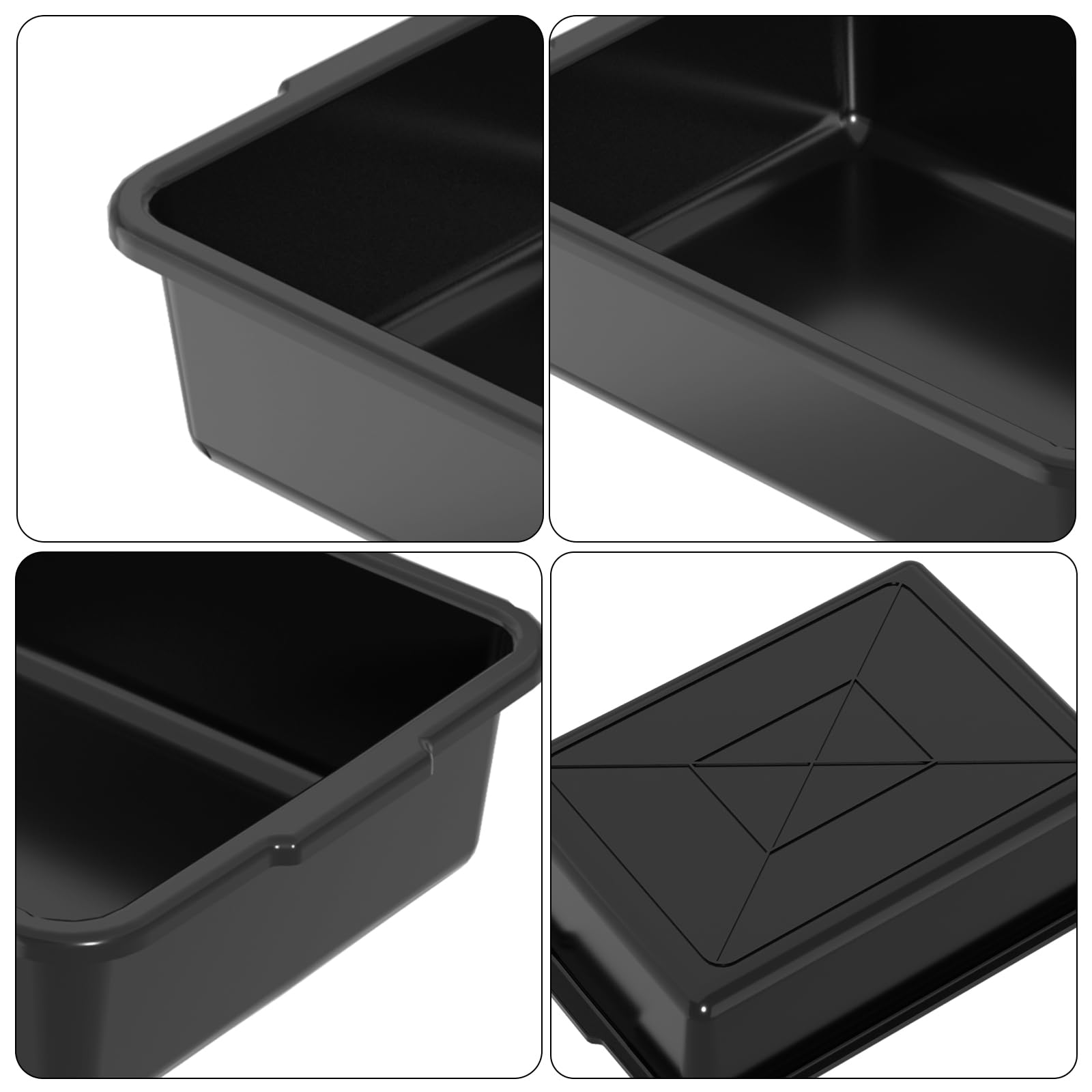 Paquete de 4 bañeras de autobús, caja de transporte comercial, caja de autobús de plástico (capacidad de 13 litros), color negro