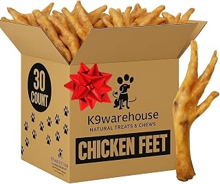 K9warehouse Chicken Feet for Dogs - 30 Count, Dehydrated Chicken Dog Treats, 100% Natural, High Protein, Single Ingredient Chews, Support Dental Health - Ideal for Chewing - USA Company