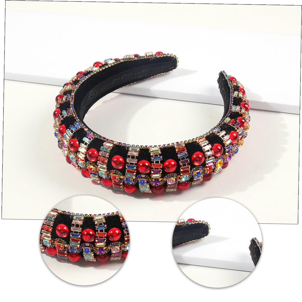 Beavorty 3stücke Retro Hochzeits Haarschmuck Mit Strass Breiter Haarreif Für -stil Haaraccessoires Mit Rubinen Für Besondere Anlässe