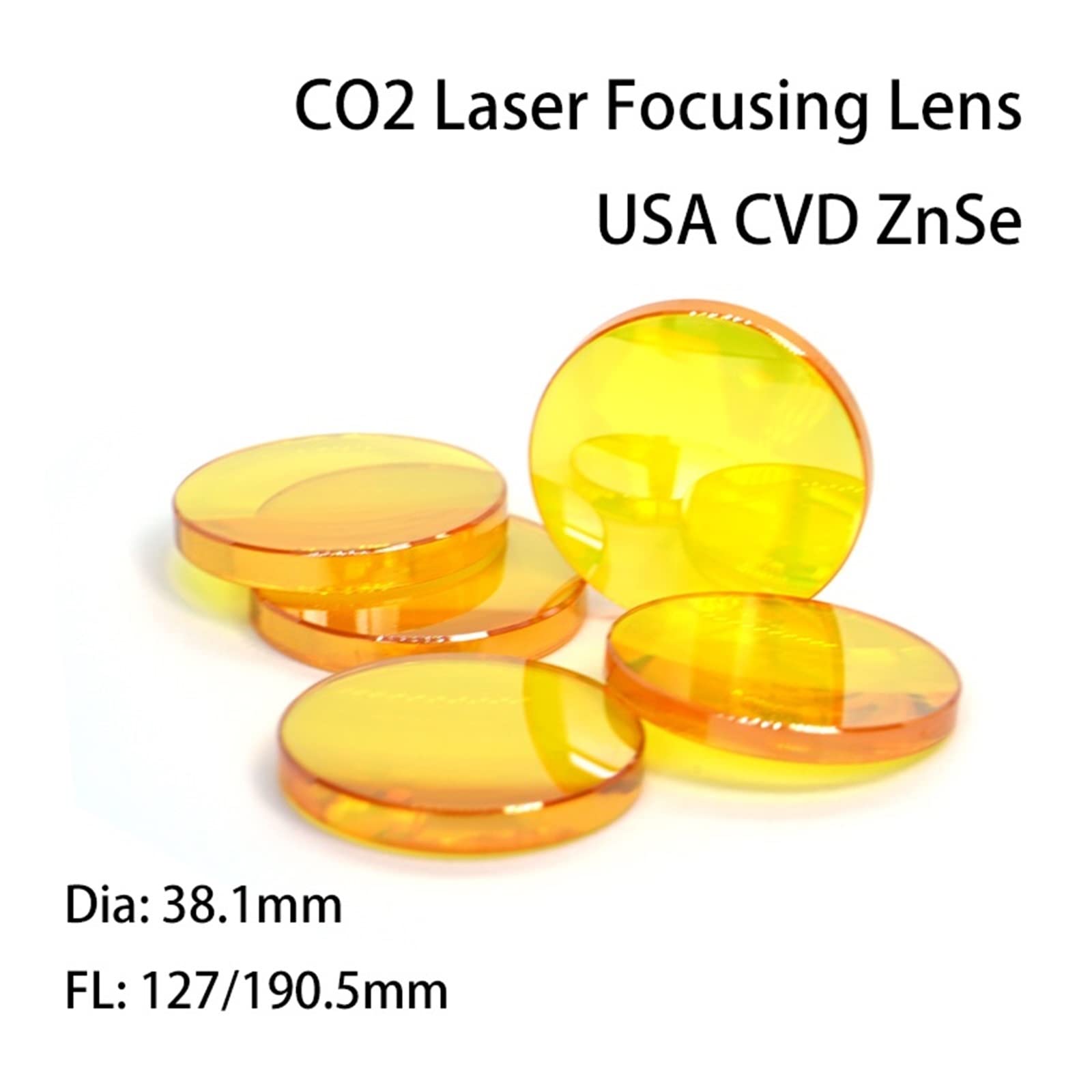 High Power USA CVD ZnSe Dia. 38.1mm Focal Length 127mm 190.5mm CO2 Laser Lens for Laser Cutting Machine(38.1MM_190.5MM)