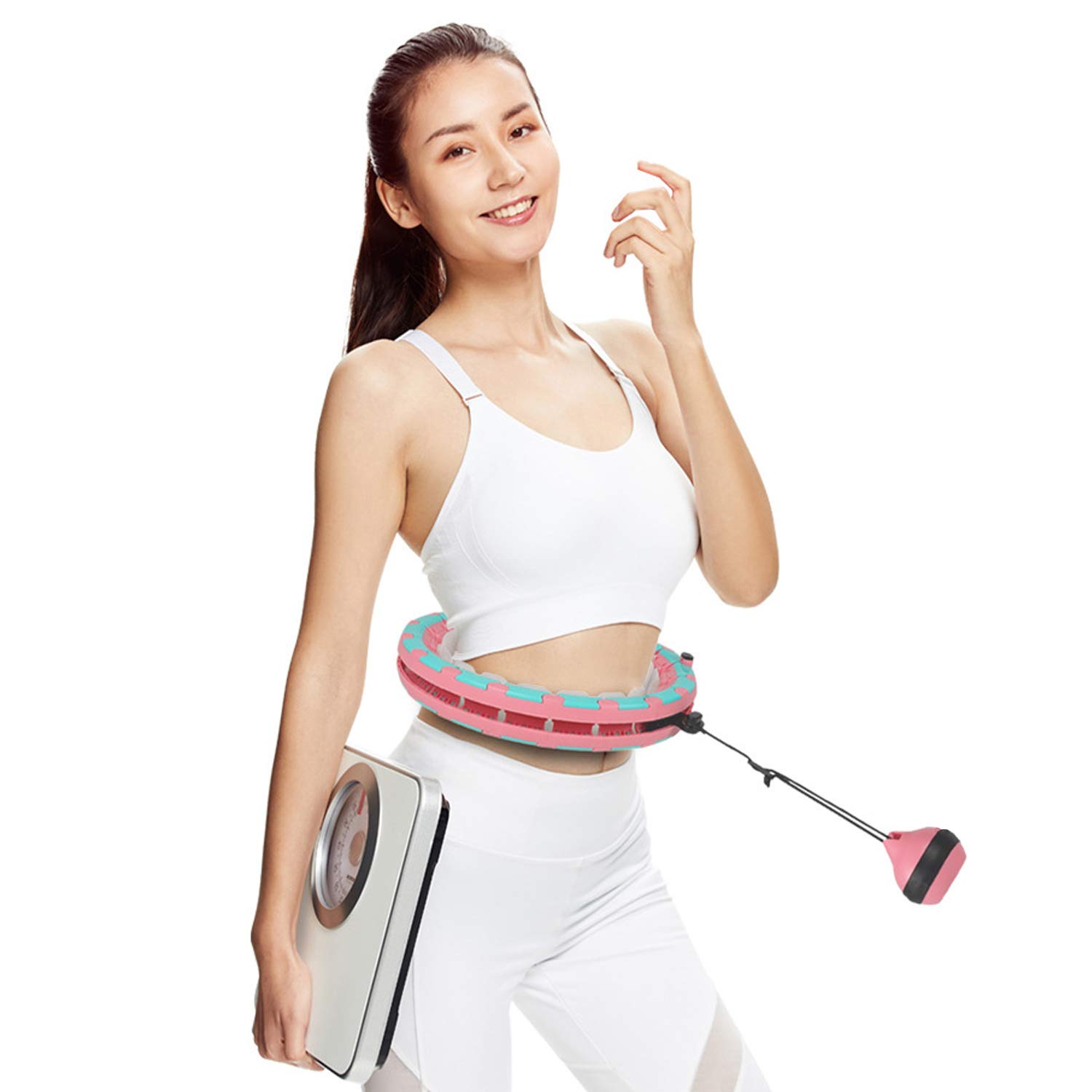 Hula Hoops Intelligents, Hula Hoop Fitness Perte de Poids sans Jamais Tomber pour Les Adultes Débutants Abdomen Fitness Augmenter la Beauté et Massage,24 N?uds Détachables