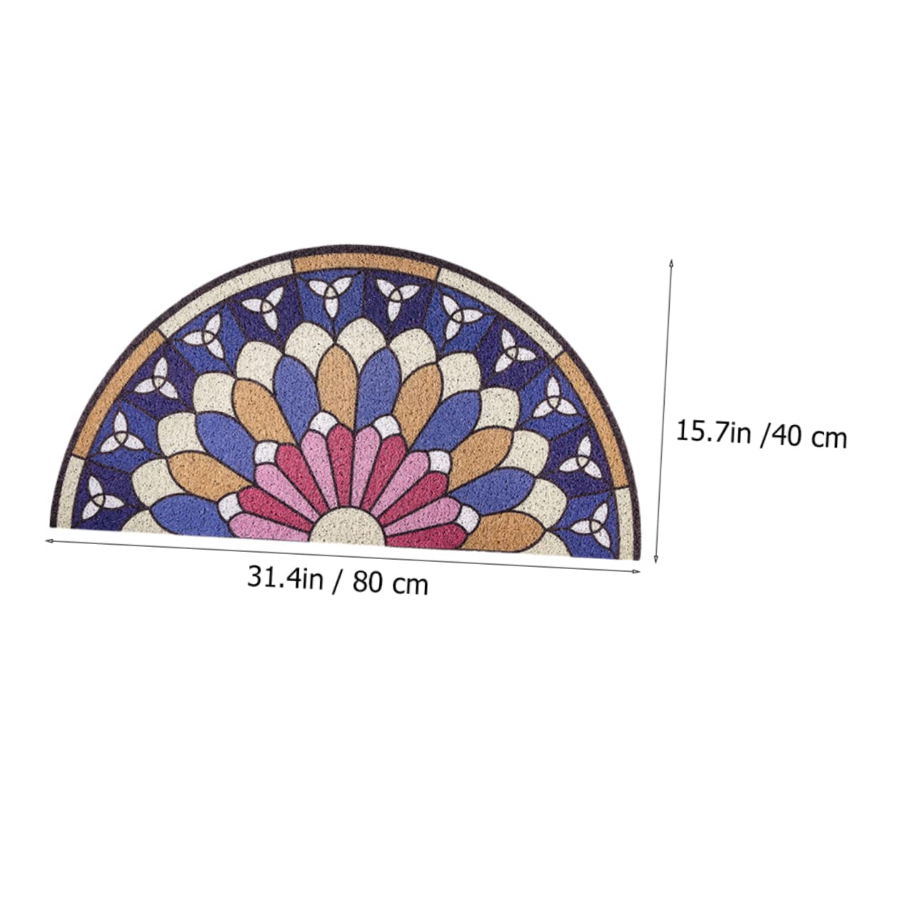 Tapis Semicirculaire Antidérapant en PVC pour Entrée Tapis De Sol Intérieur Et Extérieur Design Créatif 80X40Cm