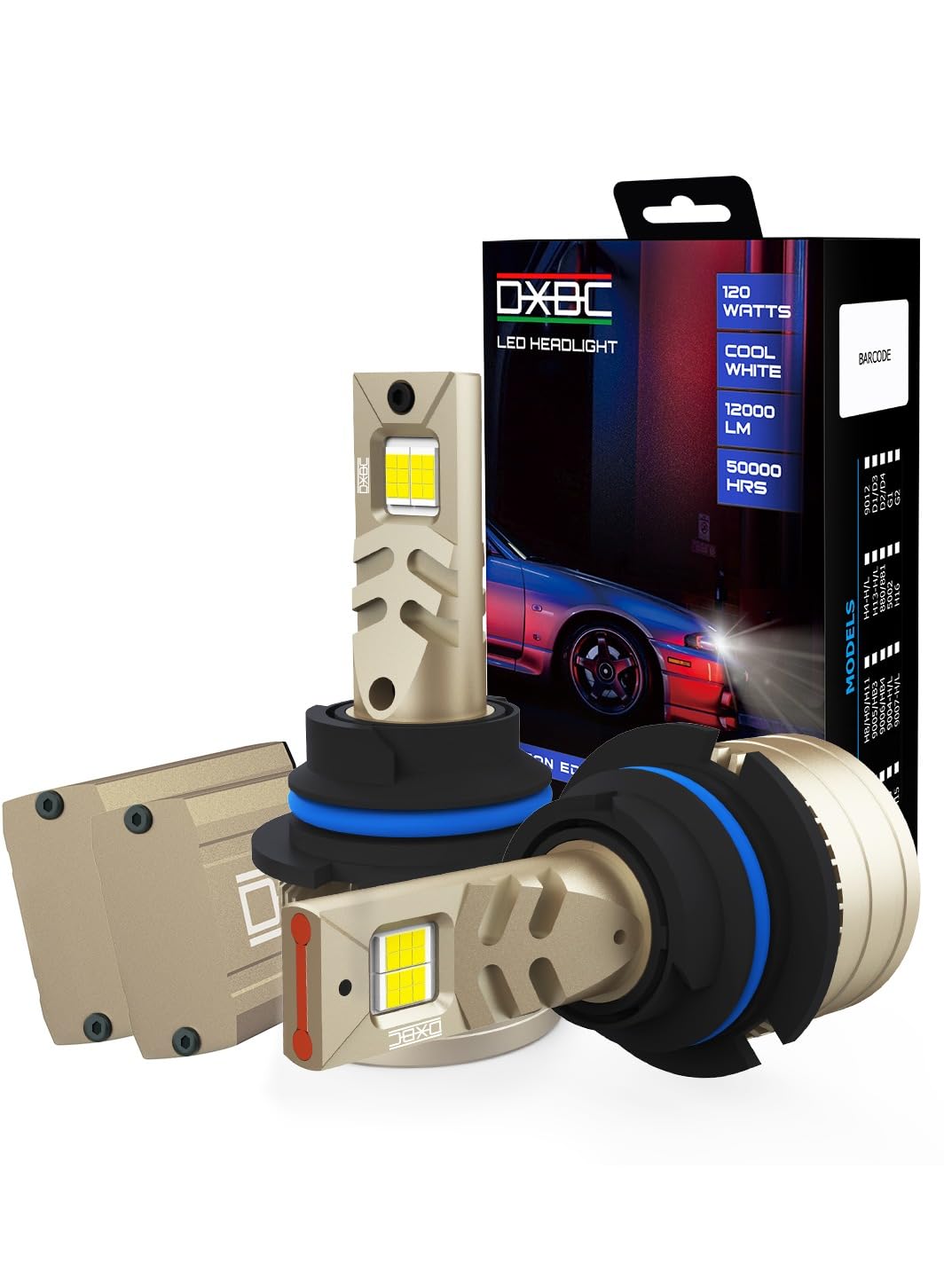 DXBCARPARTSFalcon 9007/HB5 120W 12000LM SET 6500K LED Car Headlights 300% Brightness New 6500K Cool White Bulb High Beam and Low Beam - 2 Pcs