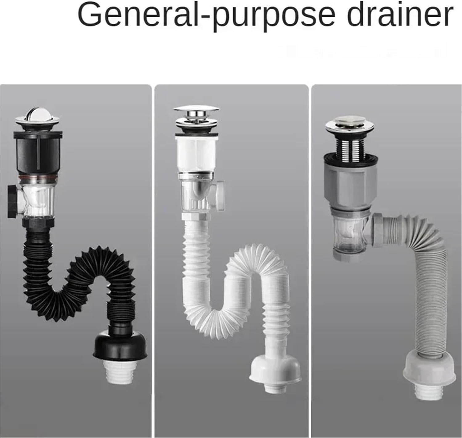 Kitchen Bathroom Basin Drain Pipe Bath Flexible Universal Sink Sink Drain Hose Sink Basin Drain Pipe(White0)