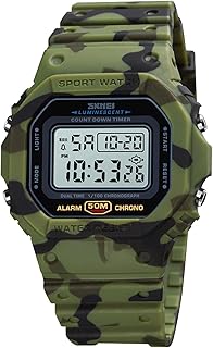 mewmewcat Relógio esportivo digital masculino clássico relógio esportivo à prova d'água com alarme cronômetro contagem regressiva LED retroiluminação relógio de pulso eletrônico