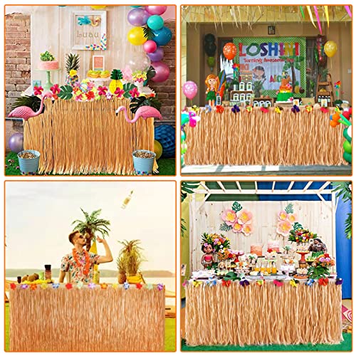 Garma 135 Pcs Luau Party Decoration Set Hawaiian Tropical Including 9 feet Hawaiian Luau Grass Table Skirt, Hawaiian Flowers, Palm Leaves, Multicolored Umbrellas, Paper Pineapple, Pineapple Décors