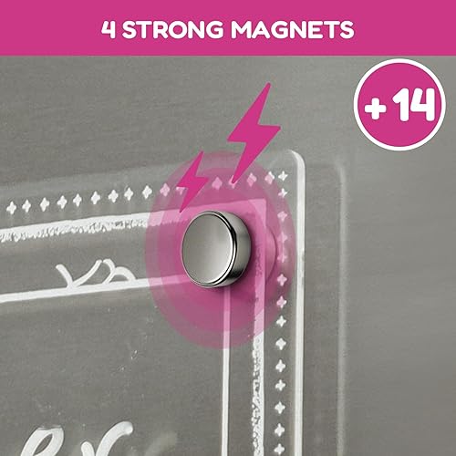 Miniatura 4 de CHALKY CROWN Planificador Semanal Magnético de Acrílico para Refrigerador - Tablero de Menú para Cocina con 8 Marcadores Magnéticos - Planificador