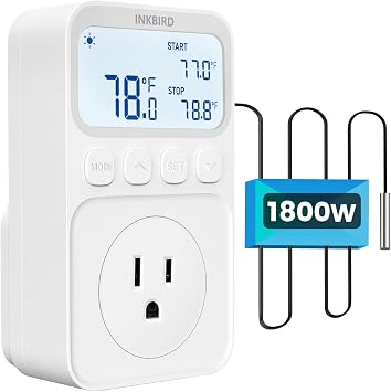 INKBIRD Plug in Thermostat 15A 1800W, Programmable Heating Cooling Digital Temperature Controller Timer for Window A/C Fan Heater Greenhouse Homebrewing Reptile