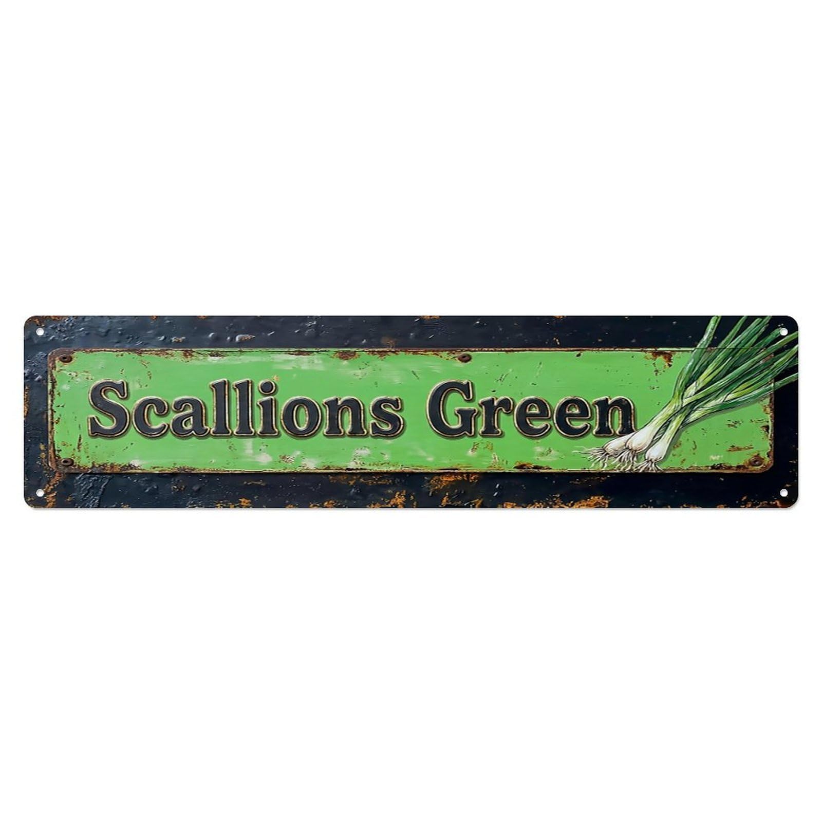 Vintage Scallions Green Fresh Farmhouse Metal Tin Sign