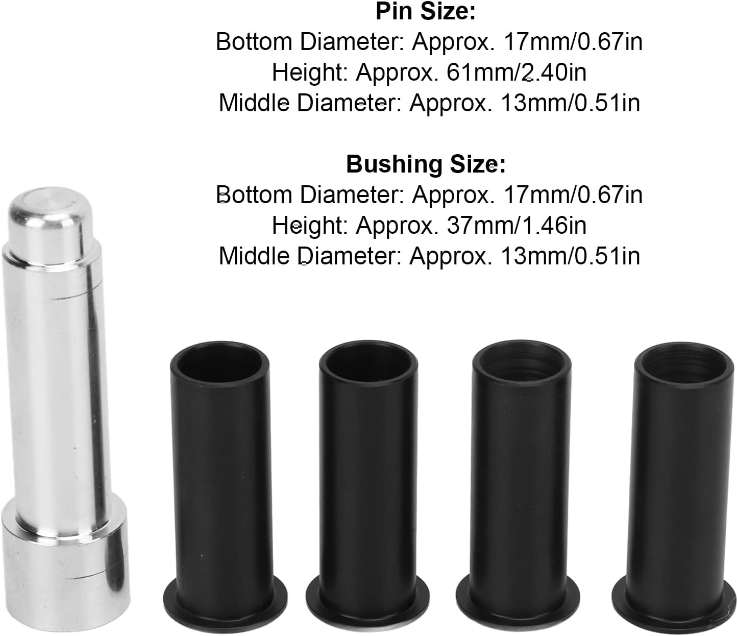 Door Hinge Pin Bushing Kit Premium ABS Metal Replacement for JK JL 2 Door 2007 2018 OE Door Hinges Durable Easy Installation 17mm Bottom Diameter 61mm Height