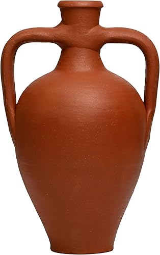 Jarra de agua de ánfora de doble mango de terracota, jarra de arcilla, jarra de vino, jarrón de decoración del hogar, tarro de cerámica, regalo de
