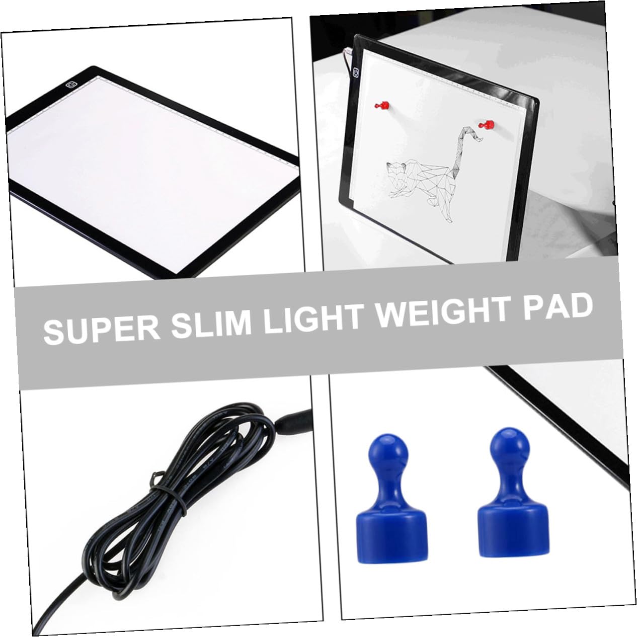Parliky Planche Lumineuse A4 LED pour Dessin avec Structure Innovante en Acrylique, Légère et Magnétique, pour Scrapbooking et Stenciling, Équipée de Câble USB et Règle Intégrée