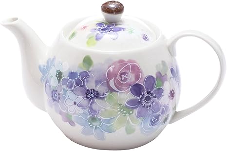 Amazon セラミック藍 花工房 ポット 紫花 サイズ 約f11 5 H11 7 ティーポット オンライン通販