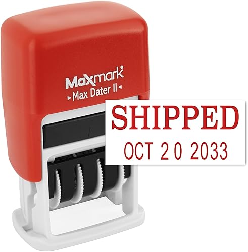 Vista 22 de MaxMark Sello de Oficina de Goma Autoentintado con Frase MAILED y Fecha - Tinta ROJA (Max Dater II), Banda de 12 Años Rojo