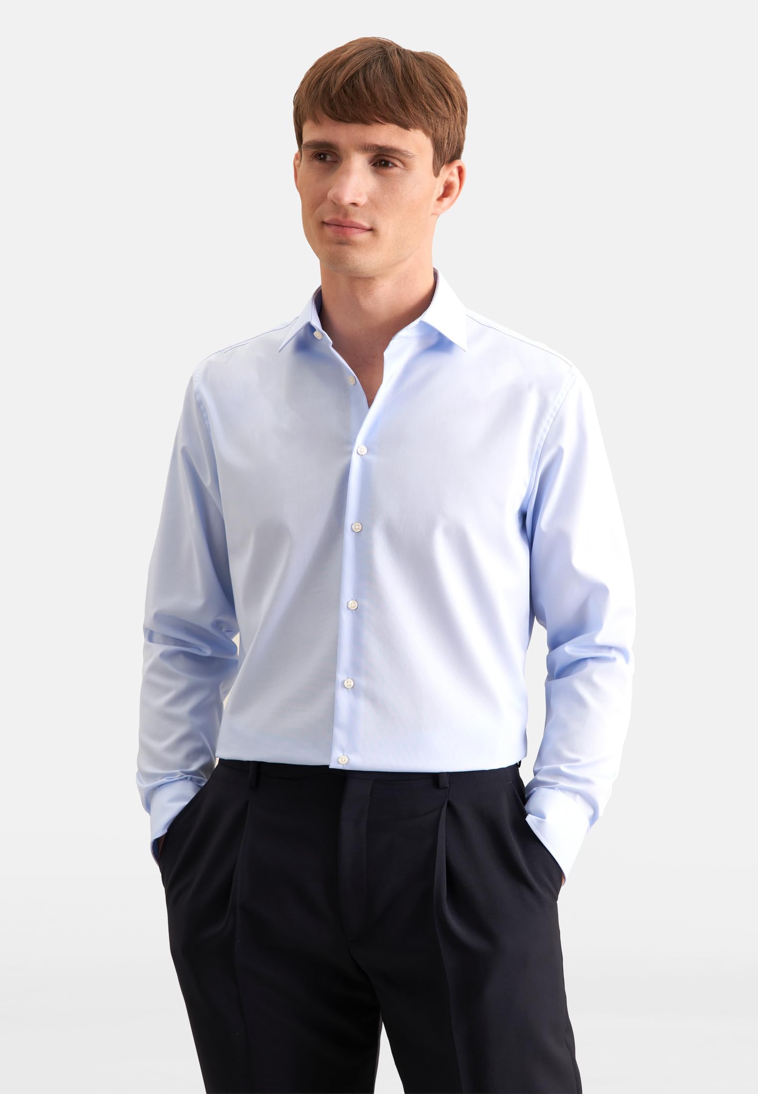 Seidensticker Herren Business-Hemd - Shaped Fit - Bügelfrei - Kent Kragen - Langarm - 100% Baumwolle
