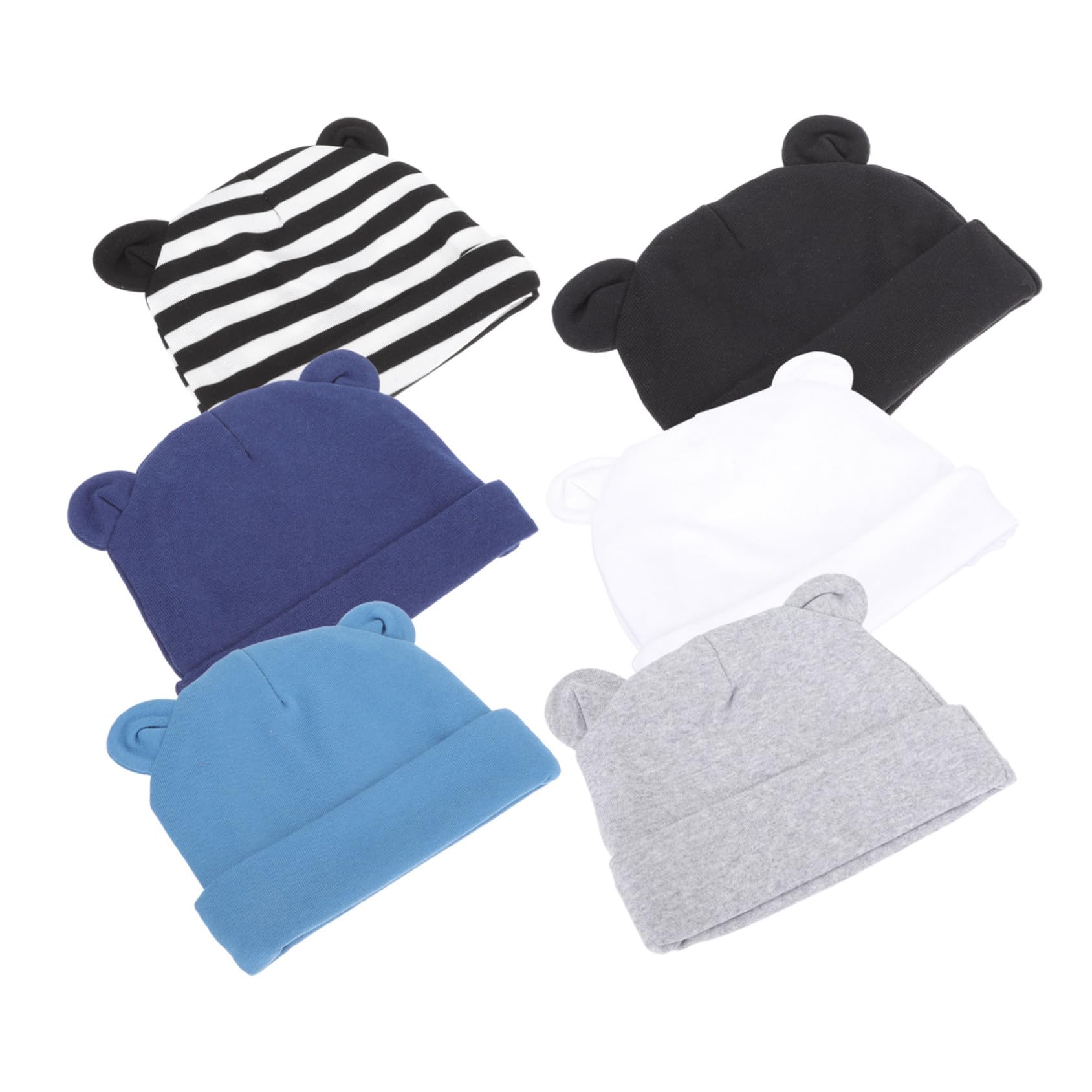 BESPORTBLE 2 Sätze Teiliges Mützen Mit Bärenohren Für Neugeborene Unisex Turban Hüte Jeansblau Gestreift Für Neugeborenen Fotos Sonnenschutz 6 Stück * 2