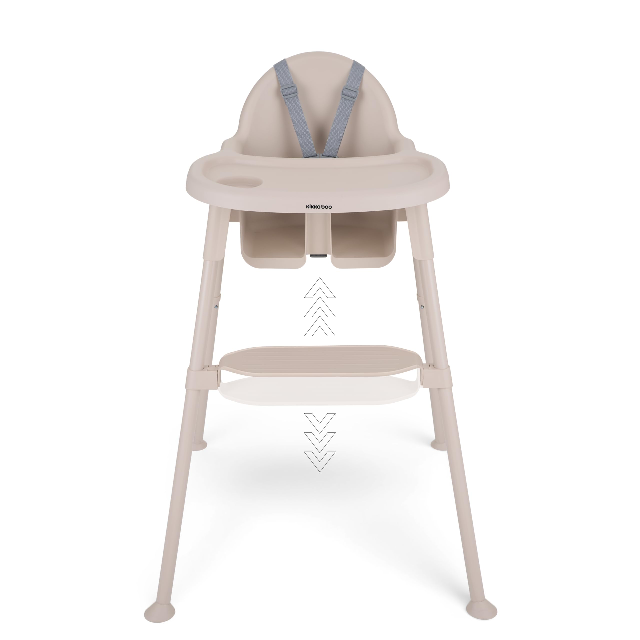 Seggiolone Pappa OATY 2 in 1, Seggiolone Evolutivo 6 Mesi-3 Anni | Gambe Antiscivolo, Doppio Vassoio e Portabicchiere, Cintura a 5 Punti, Senza Attrezzi, Beige