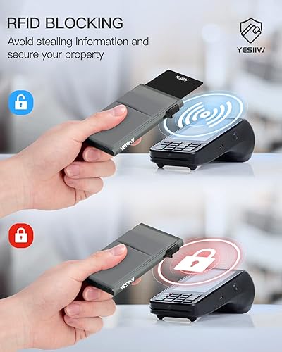 Miniatura 4 de YESIIW Auto Pop up Credit Card Holder with Money Pocket Minimalist Business Card Wallet RFID Blocking for Men Smart Slim Aluminum Metal Debit Card