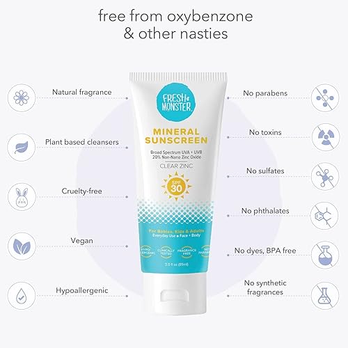Miniatura 4 de Fresh Monster Protector solar diario para niños SPF 30 UVAUVB protector solar transparente sin nano óxido de zinc protector solar facial y corporal