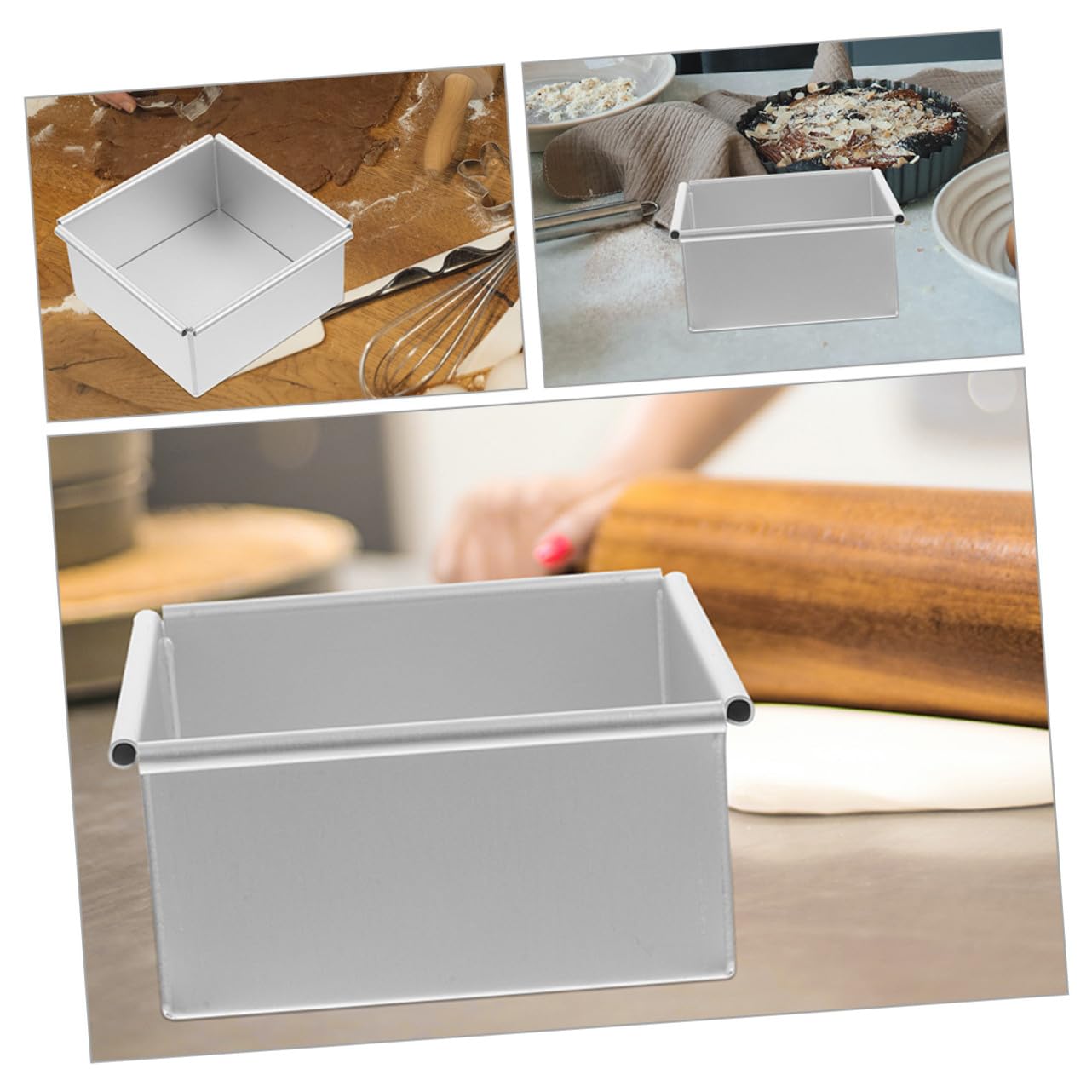 Molde Cuadrado para Bizcocho de Aleación de Aluminio con Fondo Desmontable Antiadherente Fácil Desmoldar para Repostería y Tartas Caseras