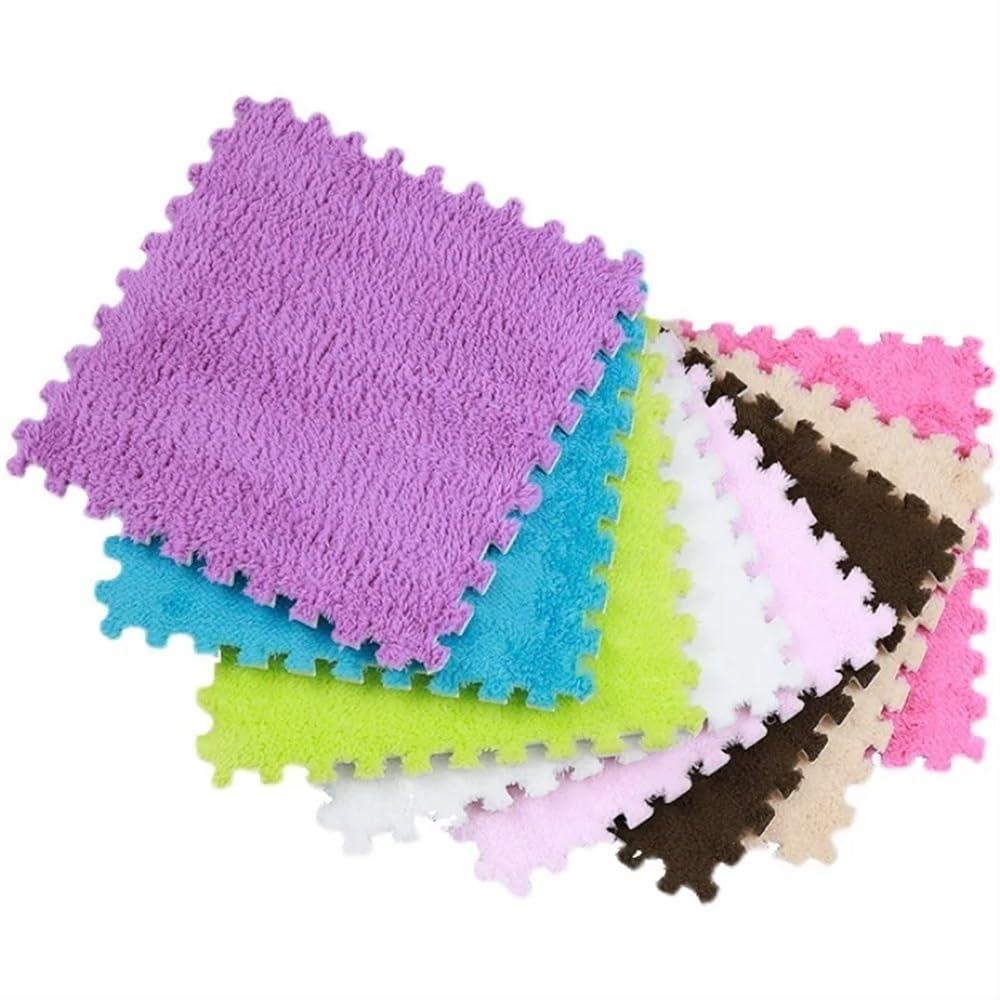 30 stücke 30x30cm DIY Nordic Boden Matte Spleißen Teppich Plüsch Samt Schlafzimmer Zimmer Mädchen Rosa Matte Puzzle plüsch Matten for Kommerziellen Und Zu Hause Decorat(Pink Purple White)