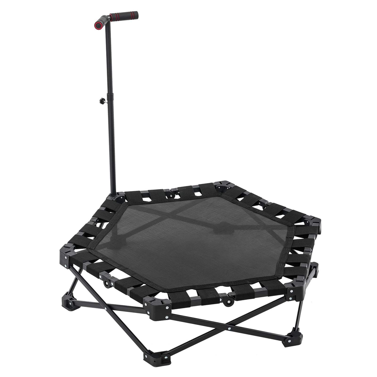 Trampoline de fitness pliable de 120 cm, trampoline d'entraînement hexagonal, charge maximale 130 kg, petite poignée réglable, hauteur réglable, pour adultes