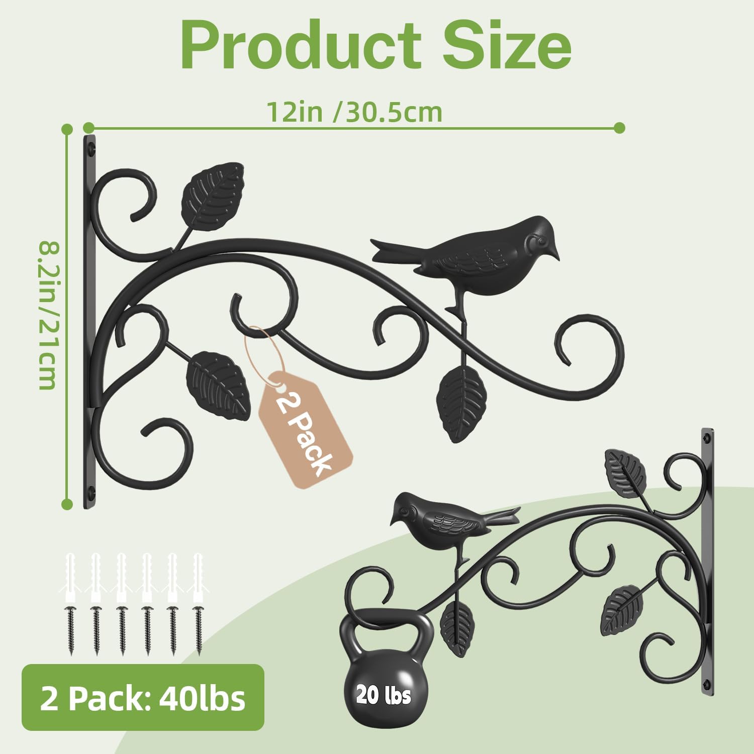 iDavosic.ly Wall Plant Stand Set of 3, 212 Inch Outdoor Heavy Duty Hooks, Metal Wall Mounted Display Indoor Brackets for Plants, Bird Feeders, Patio, Space Saving (Pots/Chains/Plants Not Included)