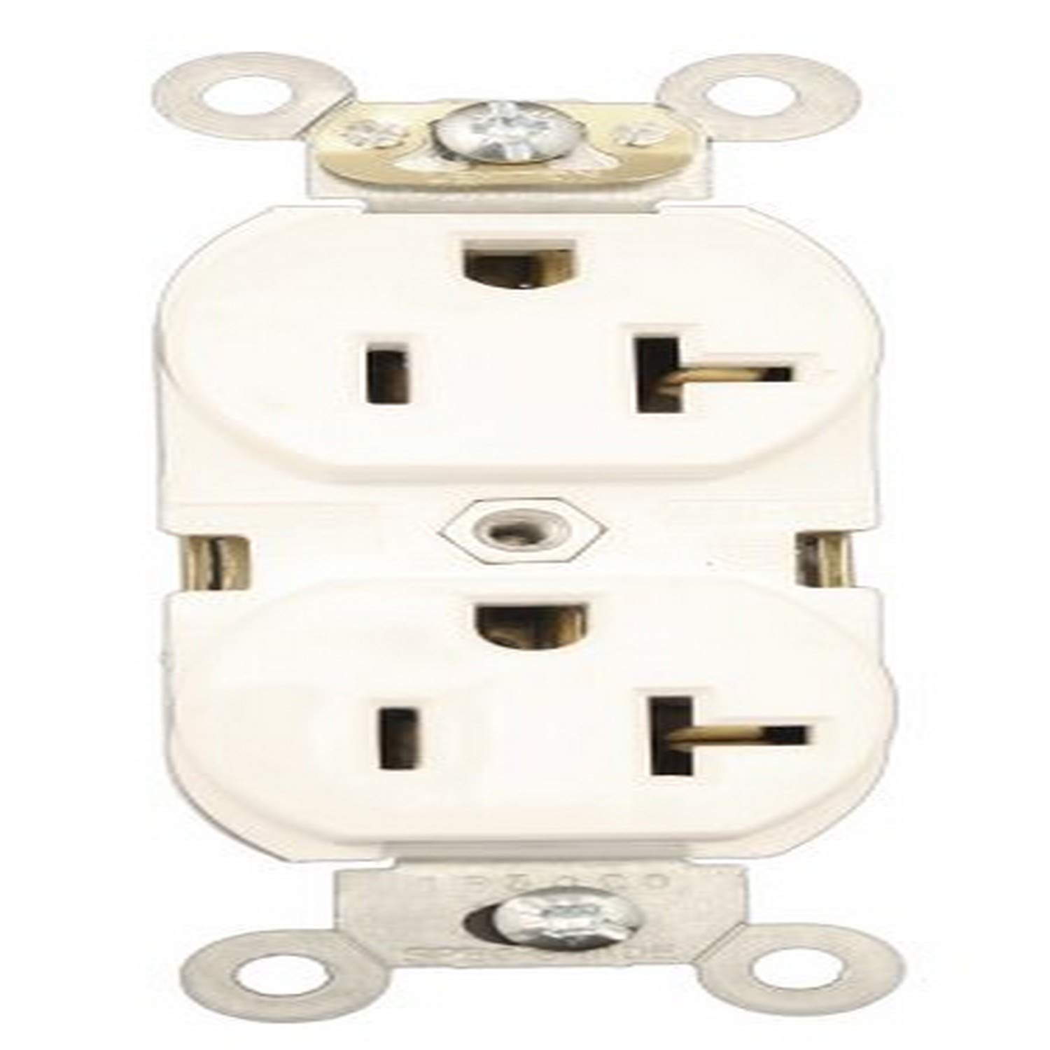 Leviton5362-SW 20-Amp, 125 Volt, Industrial Heavy Duty Grade, Duplex Receptacle, Straight Blade, Self Grounding, White