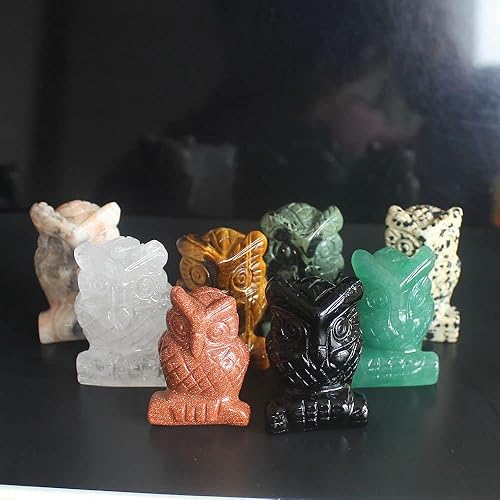 Miniatura 8 de Estatua de búho de cristal tallada a mano con piedras preciosas talladas a mano, estatua para decoración del hogar, 1.6 pulgadas (lapislázuli
