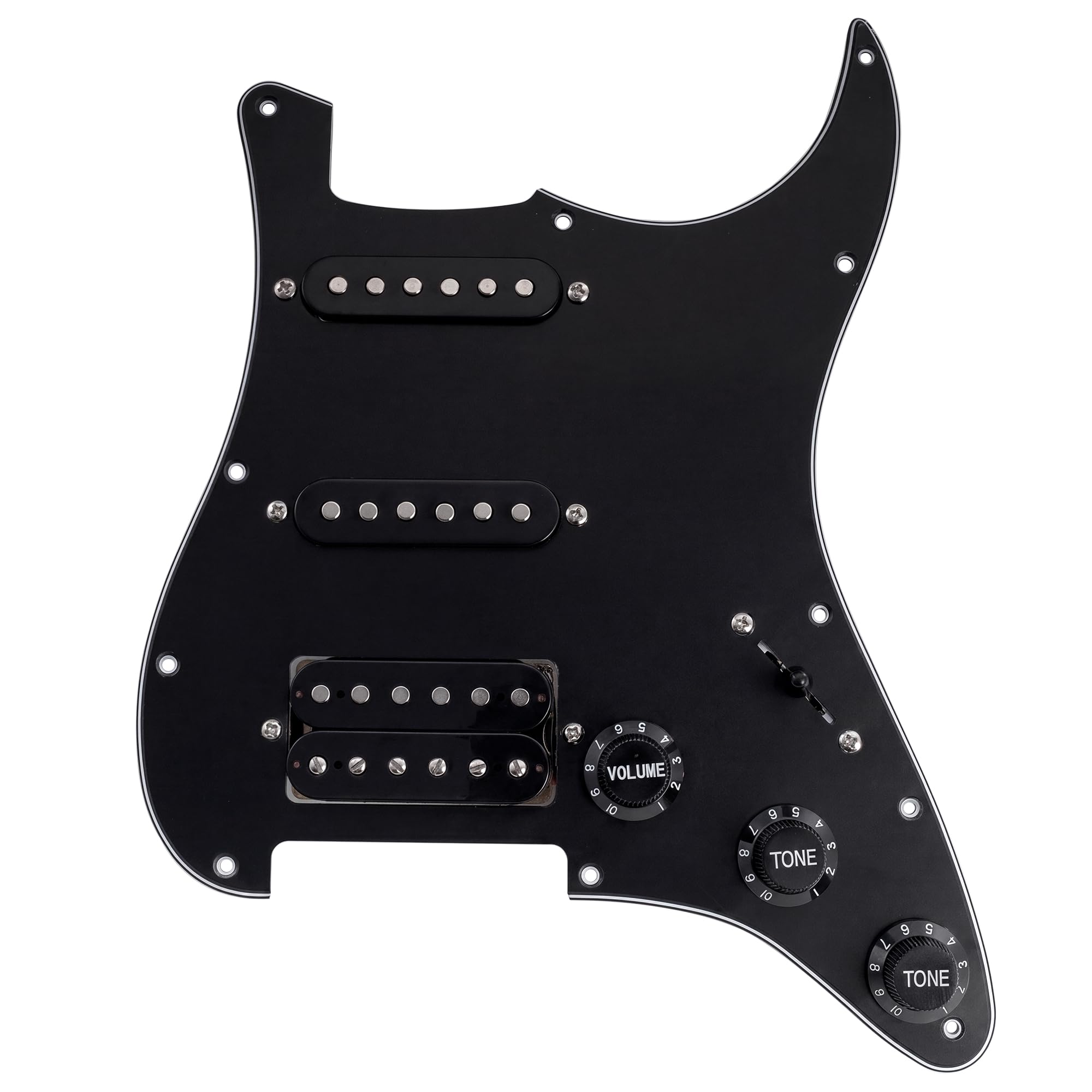 ブラックエレキギター シングルコイル Amazon | Musiclily Basic 11穴 HSS 配線済みピックガード セラミック