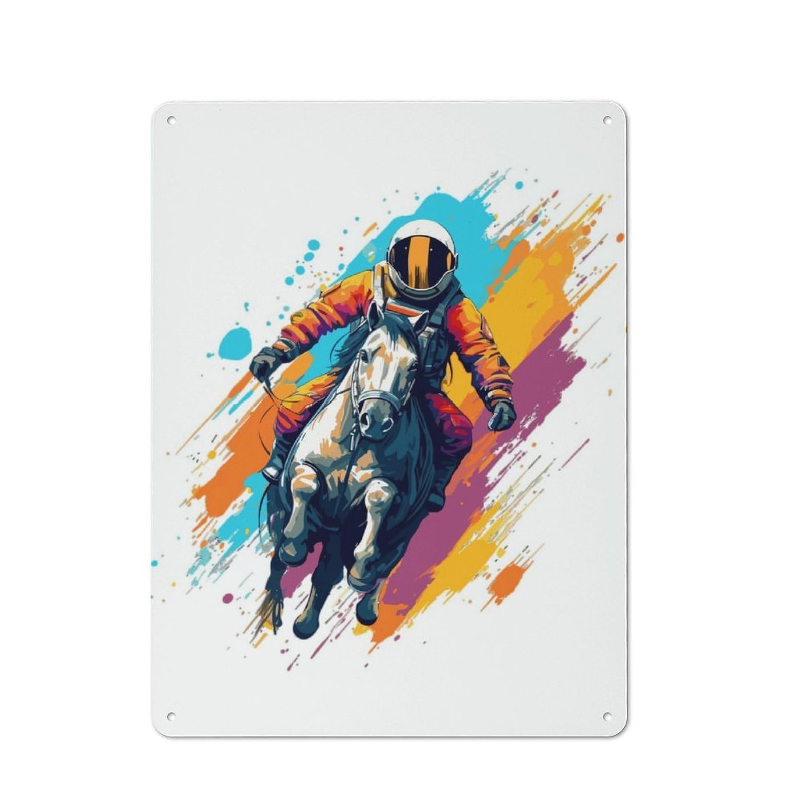 Junmoney Space Cowboy Shed Style Metal Wall Decor 40X30cm, Tin Sign For Conservatory, Home Bar Or Utility Room