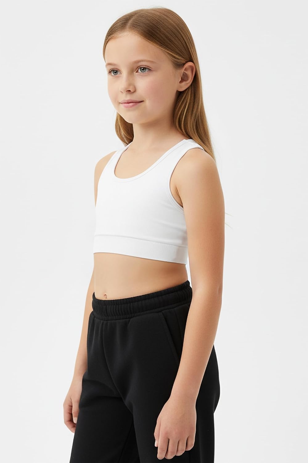 Kurve Girl’s Seamless Strappy Back Stretchy Crop Undershirt Bra, Made in USA - Image 6