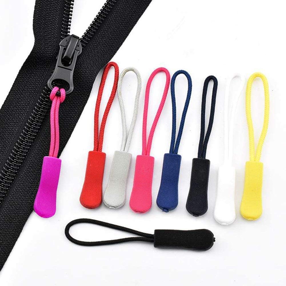 Axgo Fit 10 Pcs Extension Zipper,Durable Strong Nylon Cord Rubber Textured No-Slip Pull Rope, Blue