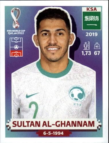 2022 Panini World Cup Soccer Sticker #KSA8 Sultan Al-Ghannam Saudi Arabia Group C Official Qatar WC Album Sticker in Raw (NM or Better) - Measuring