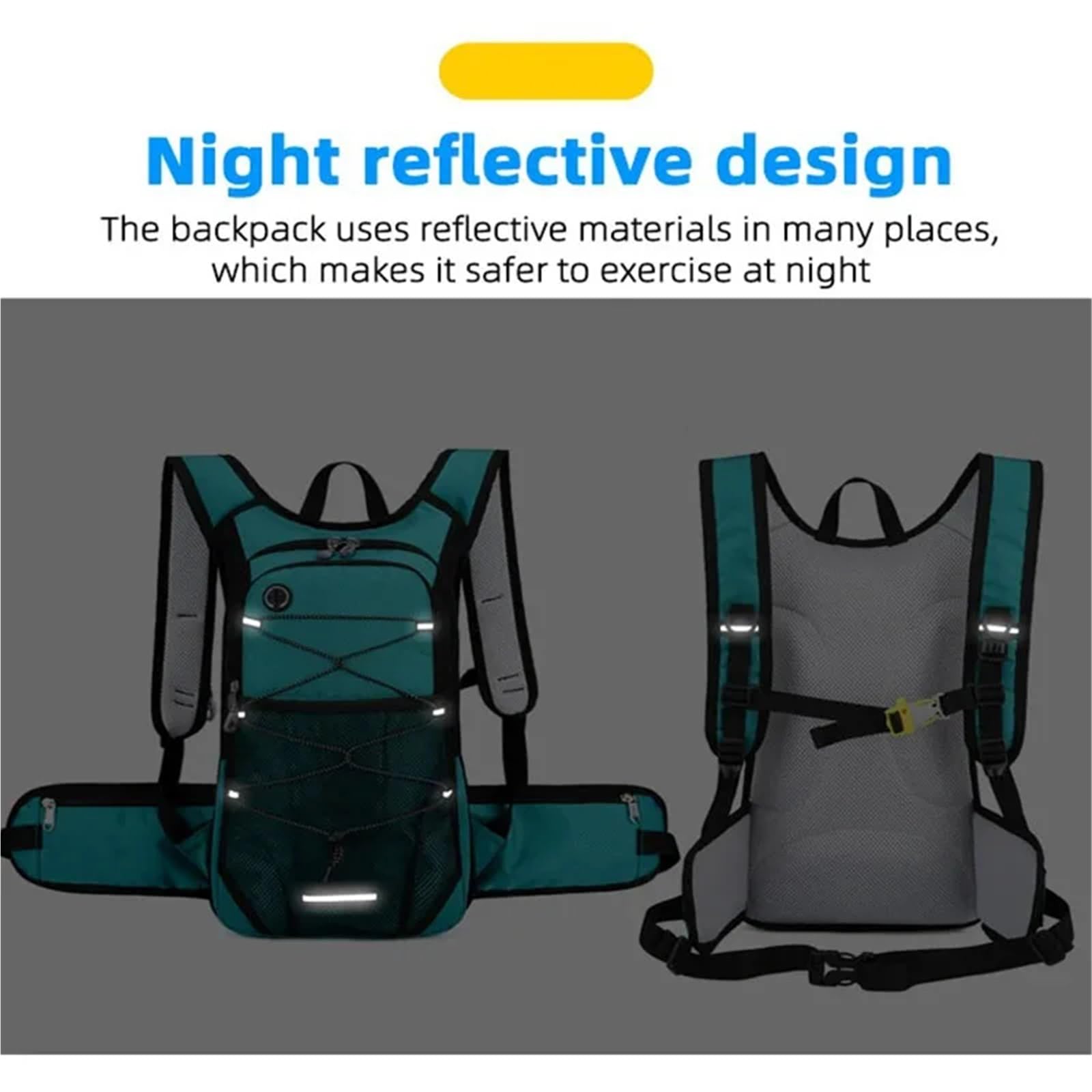 Fahrradrucksack 13L Fahrrad Radfahren Wasser Tasche Rucksack Outdoor Sport Laufen Klettern Wandern Trinkblase Lagerung Pack Wasserdichter Rucksack(Green)