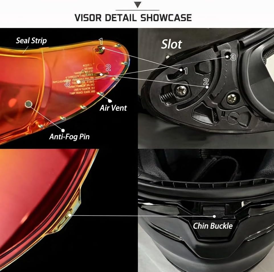 Condition photo showing New/Like New for shoei rf-1400 helmet visor replacement for x15 cwr-f2 rf-1400 z8 nxr2, cwr-f2 shield windshield anti-scratch uv protection (gold red)