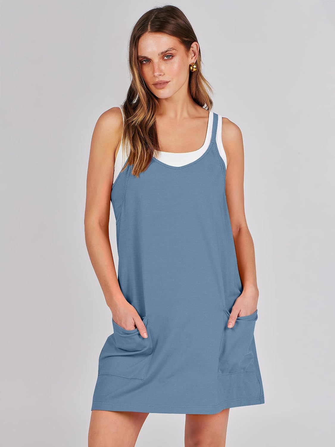 Prinbara Women Athletic Tennis Dress Summer Workout Sports Mini Romper Dress Built in Shapewear Shorts Sundress 2026 Outfits