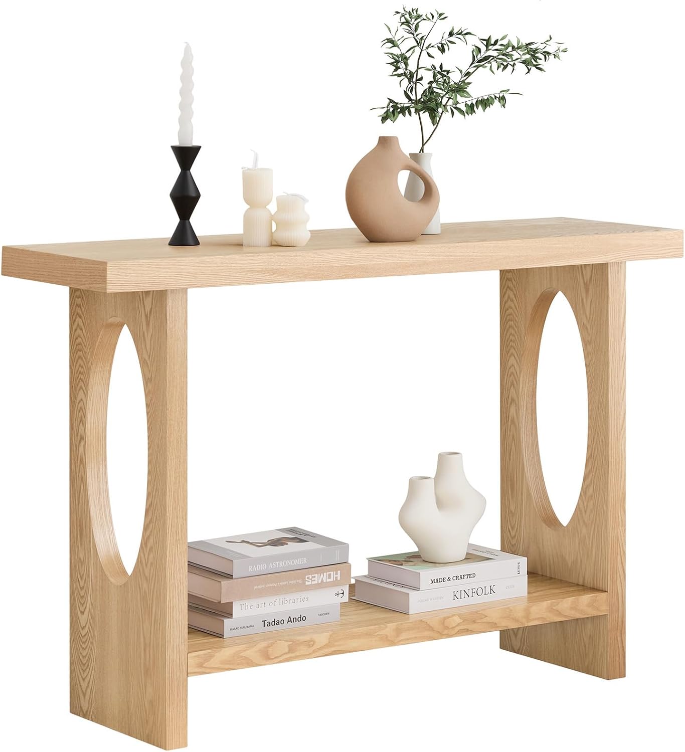 BECHAEO Modern Console Tables for Entryway, 47‘’ Narrow Console Table with Thickened Tabletop & Stable Base, 2-Tier Rectangular Sofa Table Behind Couch, for Living Room, Hallway